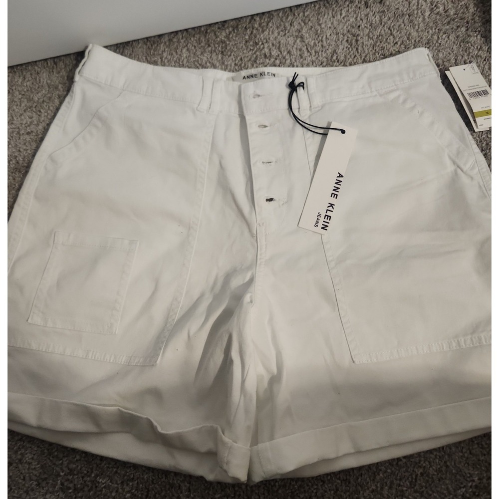 Anne Klein white high rise jeans short size 14
